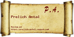 Prelich Antal névjegykártya